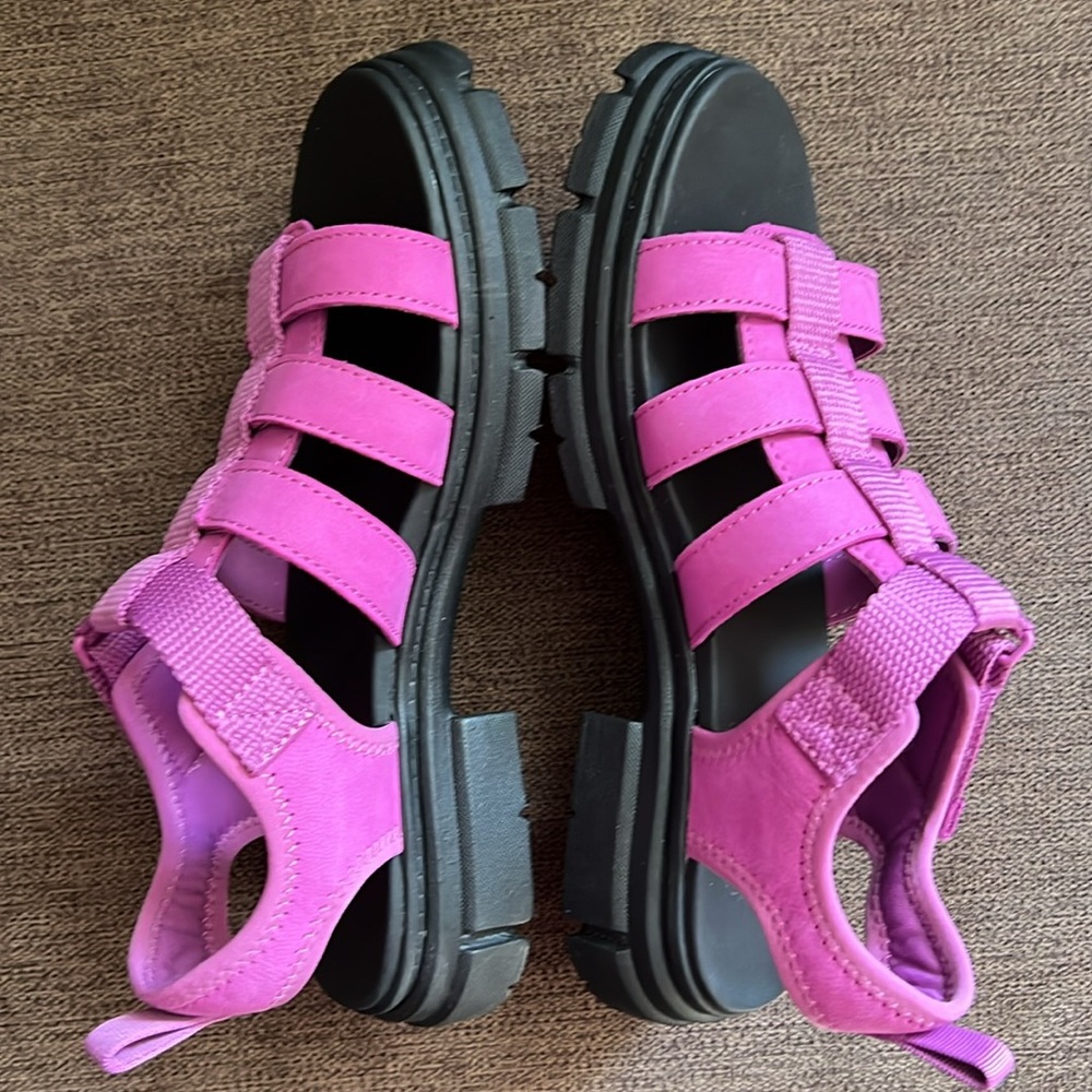 New UGG Ashton Multistrap Chunky Sandals Girls Size 4 (Youth) in Pink - Picture 6 of 14